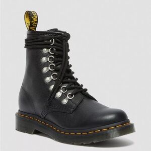 Dr. Martens 1460 Virginia Lace Up Black Leather Boots